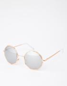 Asos Round Sunglasses In Rose Gold With Octagon Wire Frame - Rose Gold