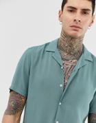 Asos Design Regular Fit Viscose Shirt In Green