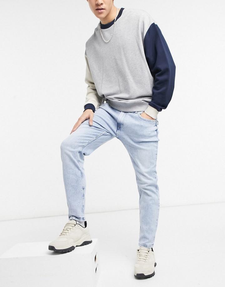 Bershka Skinny Jeans In Blue Wash-blues
