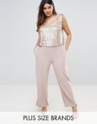 Elvi Premium Sequin Bodice Jumpsuit - Pink