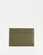 Asos Design Card Holder In Khaki Faux Leather-green