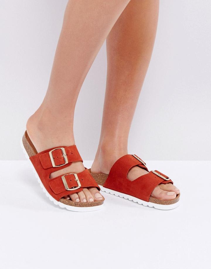 Vero Moda Double Buckle Flat Sandal - Red