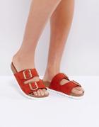 Vero Moda Double Buckle Flat Sandal - Red