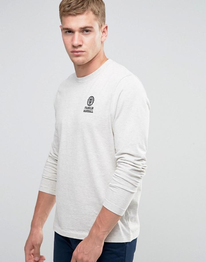 Franklin And Marshall Crest Logo Long Sleeve T-shirt - Gray