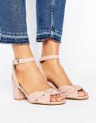 New Look Suedette Knot Front Block Heel - Stone