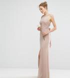 Tfnc Wedding Chiffon Maxi Dress With Tonal Embellishment And Tie Detail-brown