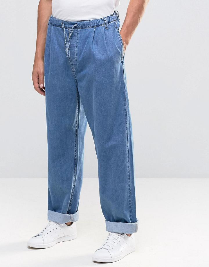 Asos Highwaisted Jeans With Drawstring Waist - Mid Wash