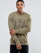 Nicce London Sweatshirt With Rubberised Box Logo - Khaki