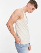 Asos Design Organic Tank In Beige-neutral