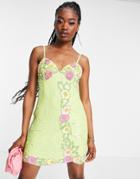 Miss Selfridge Floral Sequin Cami Mini Dress In Yellow