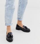 London Rebel Wide Fit Chunky Tassel Loafers In Black Croc - Black