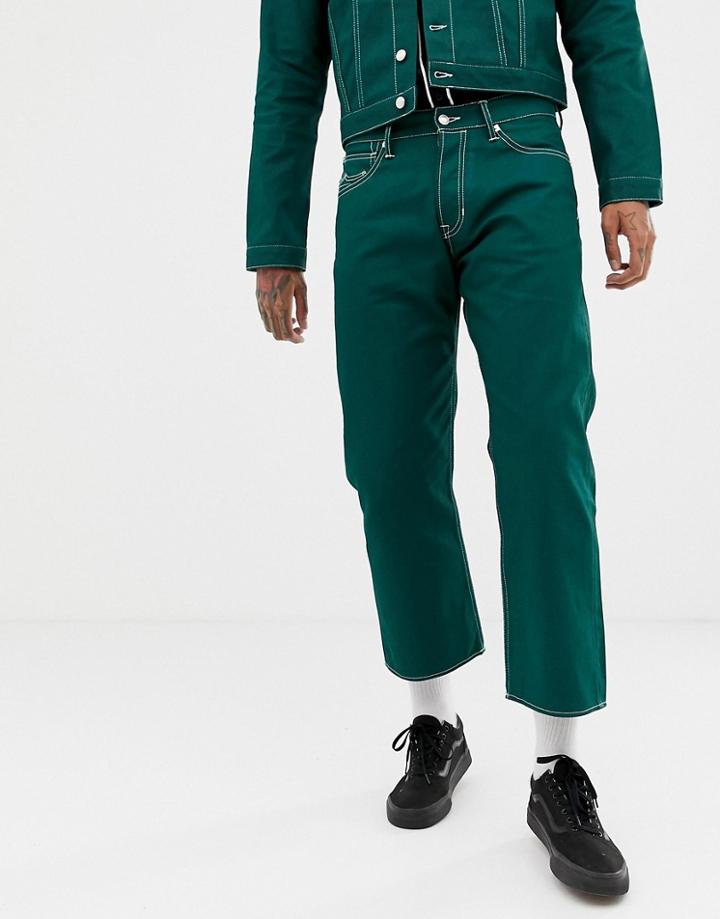 Kings Of Indigo Organic Thor Cropped Straight Jeans - Green