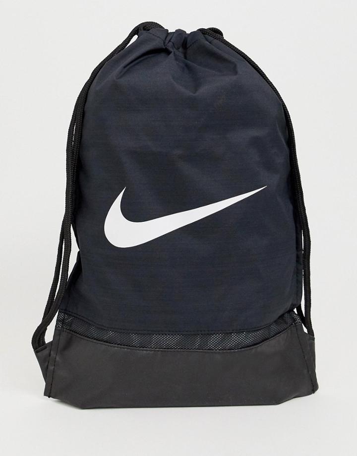 Nike Swoosh Drawstring Bag In Black
