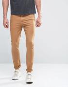 Asos Super Skinny Jeans In Tan - Bone Brown