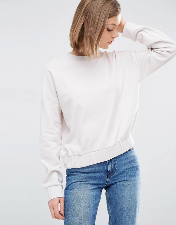 Asos Sweat With Elasticated Hem - Stone