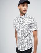 Casual Friday Short Sleeved Shirt In All Over Print - White