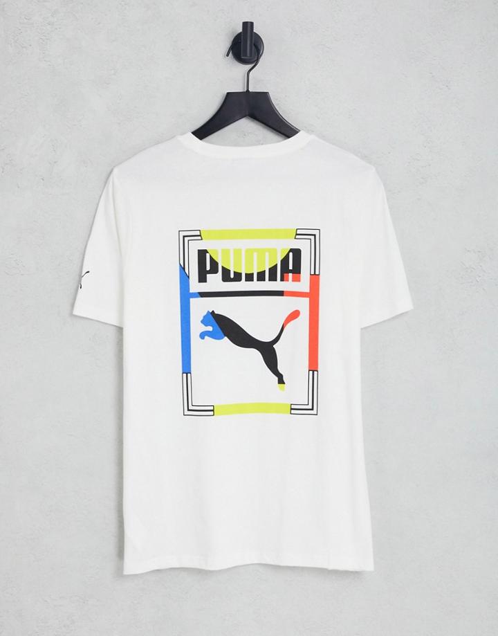 Puma Graphic Box Logo Play T-shirt In White