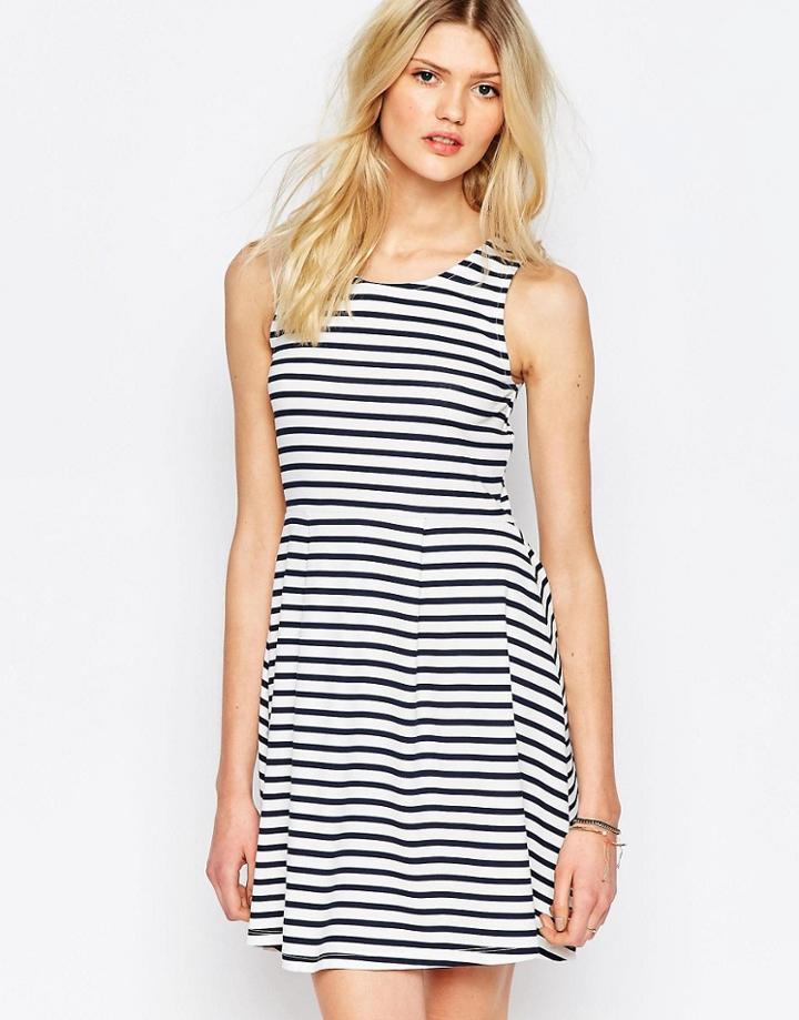 Vero Moda Striped Skater Dress - Black