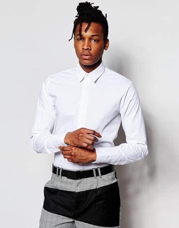 Rogues Of London Skinny Fit Stretch Shirt - White
