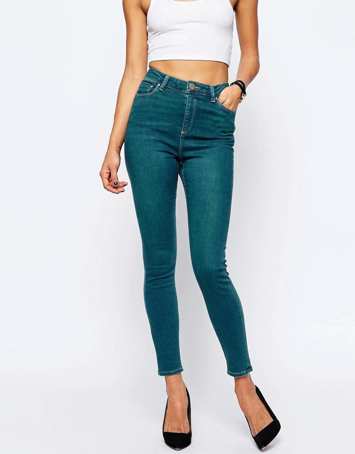 Asos Ridley High Waist Skinny Jeans In Bergamot Wash - Bergamot Wash