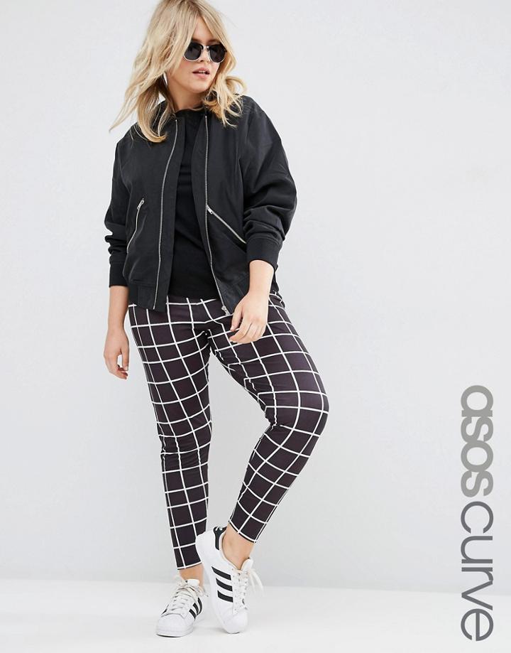 Asos Curve Mono Grid Print Legging - Mono