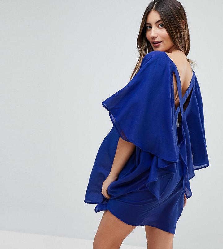 Asos Design Maternity Lattice Back Beach Cover Up-navy