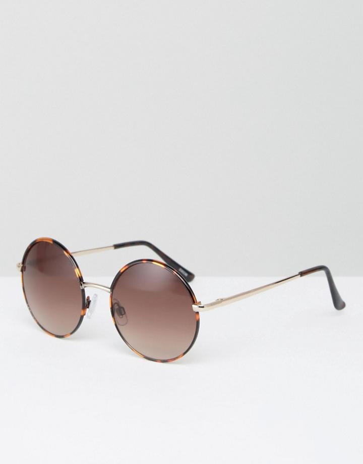 Monki 90s Round Sunglasses - Brown