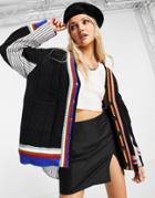 Urban Revivo Oversized Cardigan With Tipping In Multi