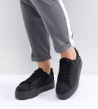 Asos Design Day Light Wide Fit Flatform Lace Up Sneakers - Black