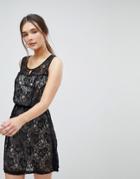 Qed London Lace Skater Dress - Black