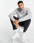 Asos Design Midweight Cotton Roll Neck Sweater In Light Gray-grey