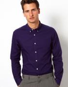 Asos Smart Shirt With Button Down Collar - Navy