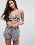 Asos Cami Beach Top In Gingham Print Co-ord - Multi