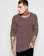 Asos Extreme Muscle Stripe Long Sleeve T-shirt With Raw Edge
