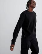 Globe Fleece Sweatshirt With Chest Embroidery In Black - Black