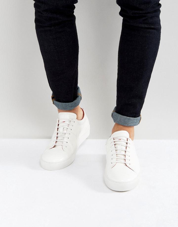 Hugo By Hugo Boss High Shine Leather Sneakers White - White