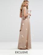 Maya Embellished Maxi Dress With Bow Back - Brown