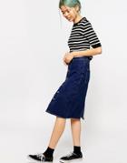 Monki High Waisted Denim Skirt - Mid Blue