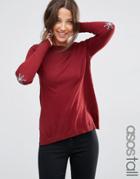 Asos Tall Sweater With Holidays Snowflake Elbow Patch - Red