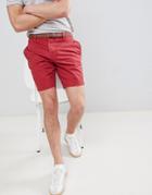 Pull & Bear Chino Shorts In Red - Red