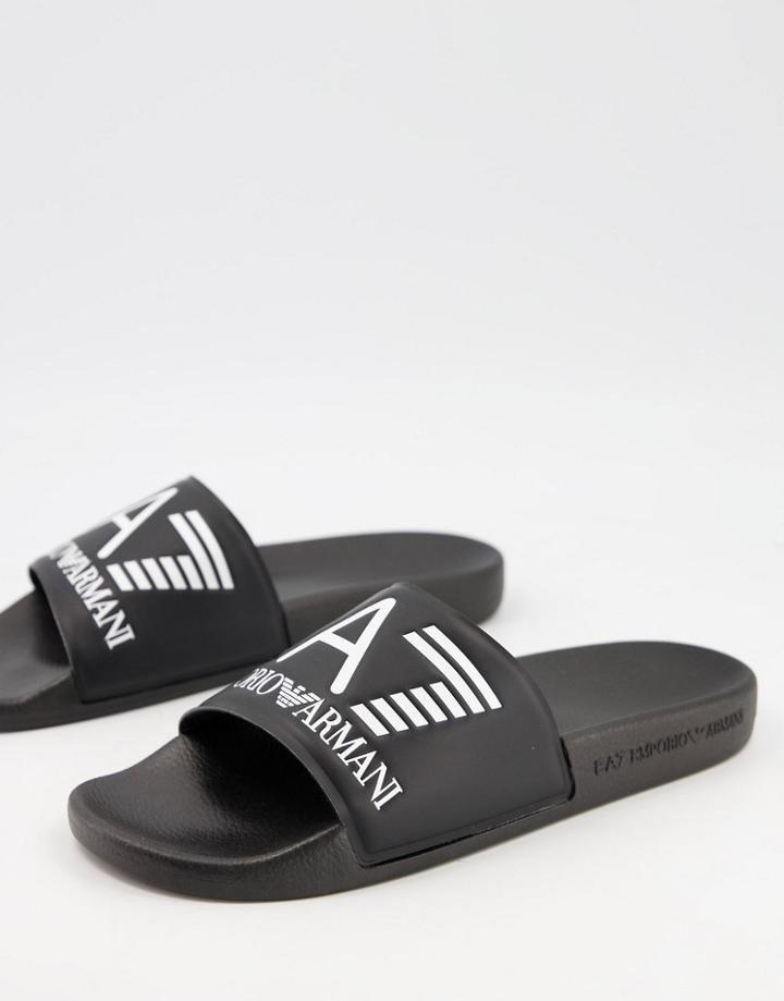 Armani Ea7 Contrast Logo Slides In Black