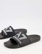 Armani Ea7 Contrast Logo Slides In Black