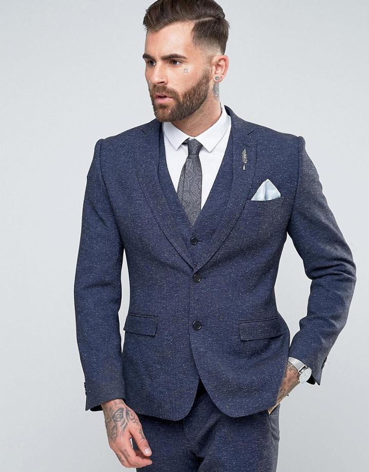 Rudie Super Skinny Navy Nepp Suit Jacket - Navy