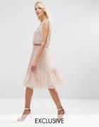 Needle & Thread Lace Tulle Skirt - Rose Beige