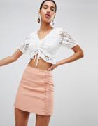 Fashion Union Mini Skirt With Button Side - Orange