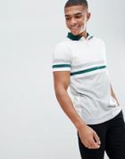 Asos Design Polo Shirt With Raglan Sleeves And Color Blocking - White