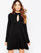 Asos Swing Dress With Flared Sleeve And Keyhole - Mustard $15.50