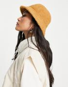 Monki Recyled Polyester Brushed Bucket Hat In Brown