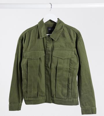 Brave Soul Tall Frederique Twill Jacket With Pocket Detail In Khaki-green