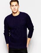 Asos Sweater With Mixed Cable - Navy